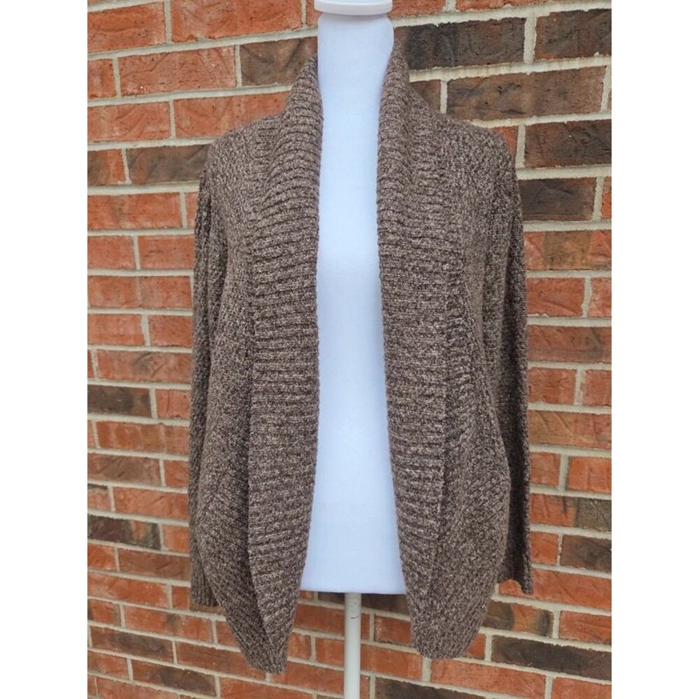 Brown Marled Open Front Cardigan Medium